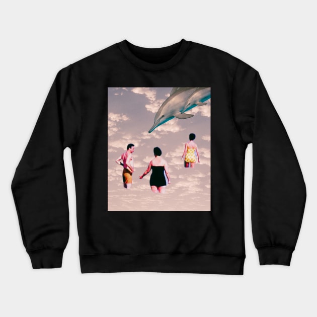 Swimming Above the Clouds with Dolphins Crewneck Sweatshirt by The Golden Palomino